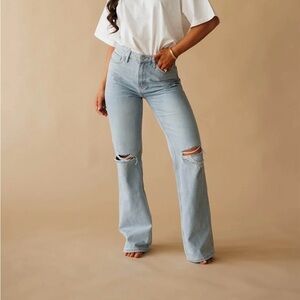 Vervet Light Blue Distressed Vintage Flare Denim